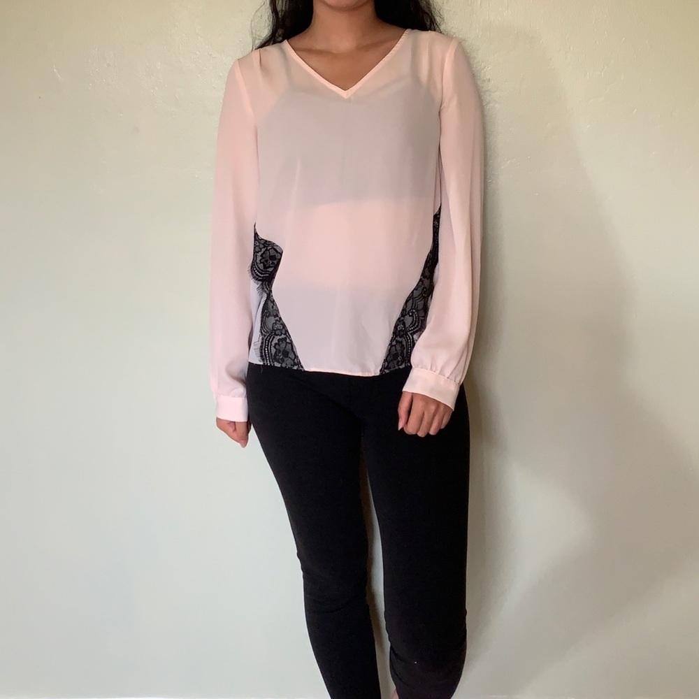Sheer Pink Lace Blouse